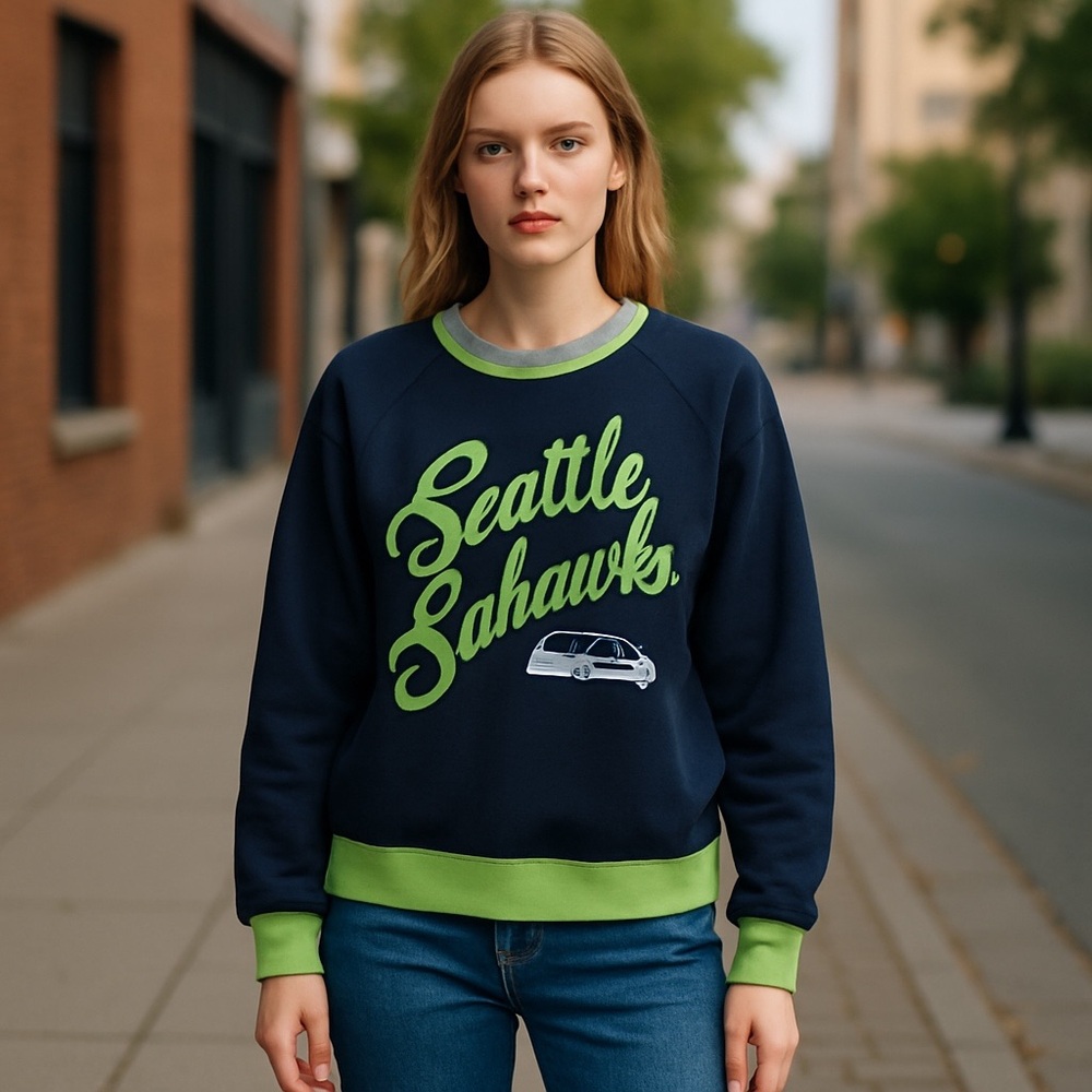 🏈 NFL Seattle Seahawks Fanatics Sweater L Green Blue stripe Unisex Washington